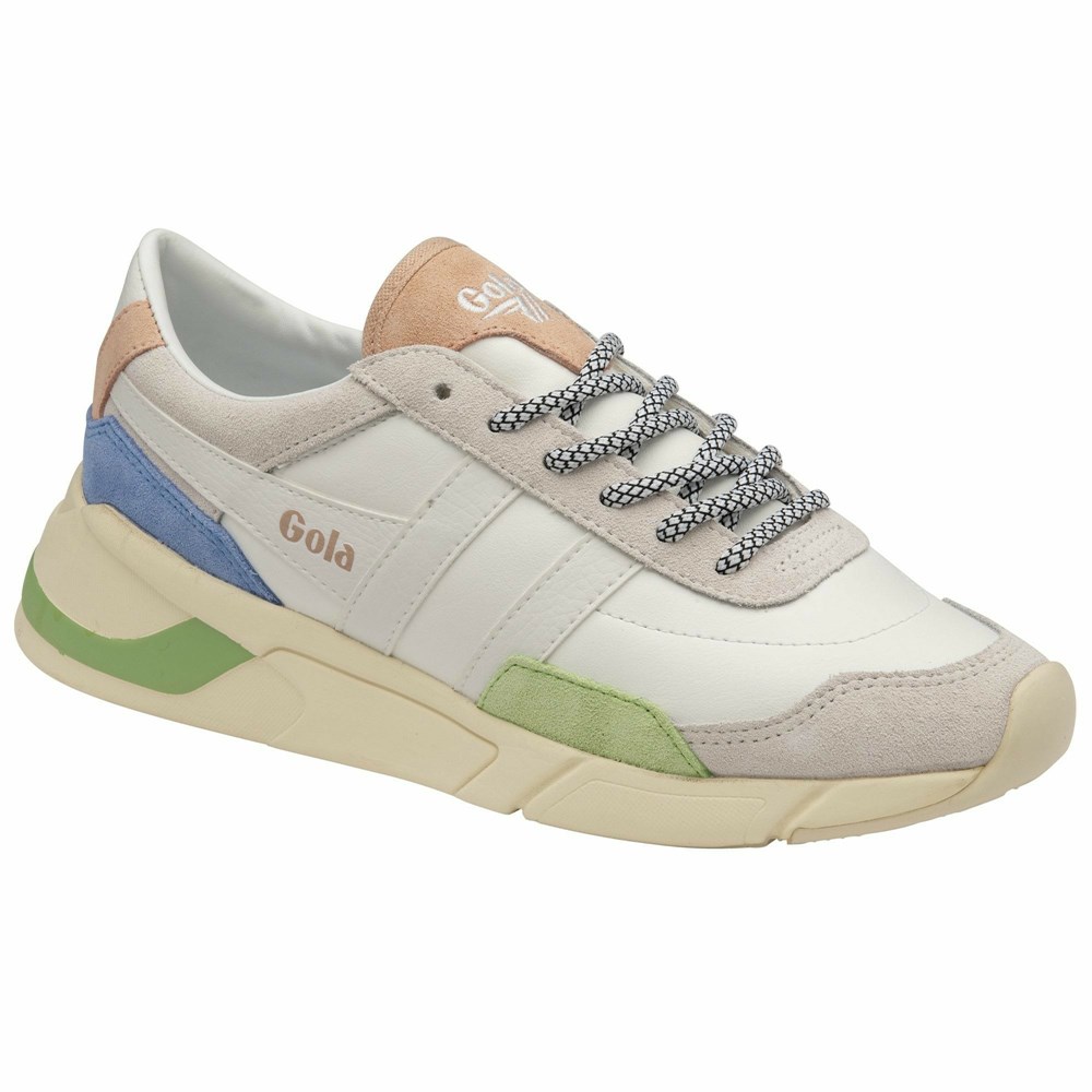 Gola Classics Eclipse Trident Women Sneakers White / Green / Blue | WSZREM623