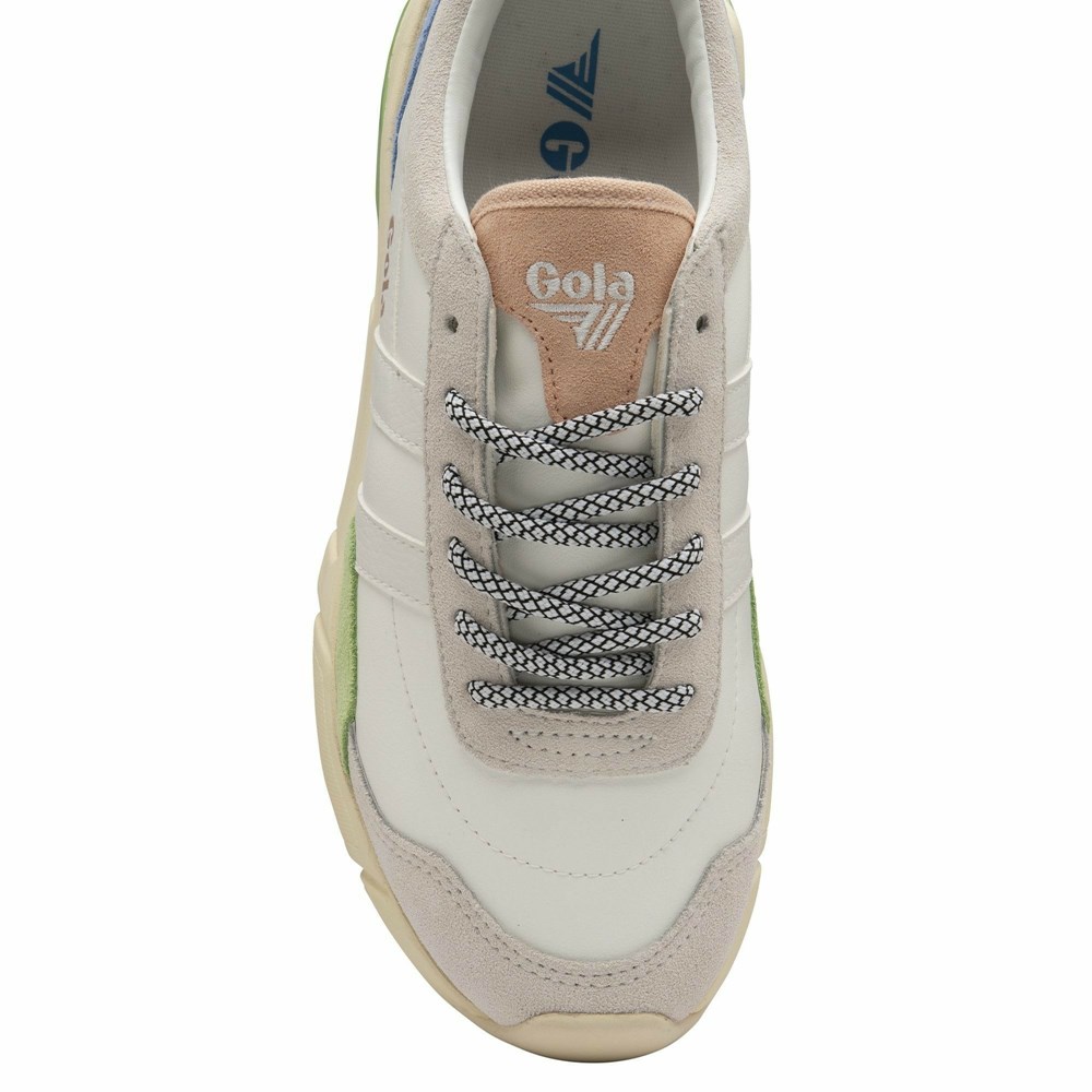 Gola Classics Eclipse Trident Women Sneakers White / Green / Blue | WSZREM623