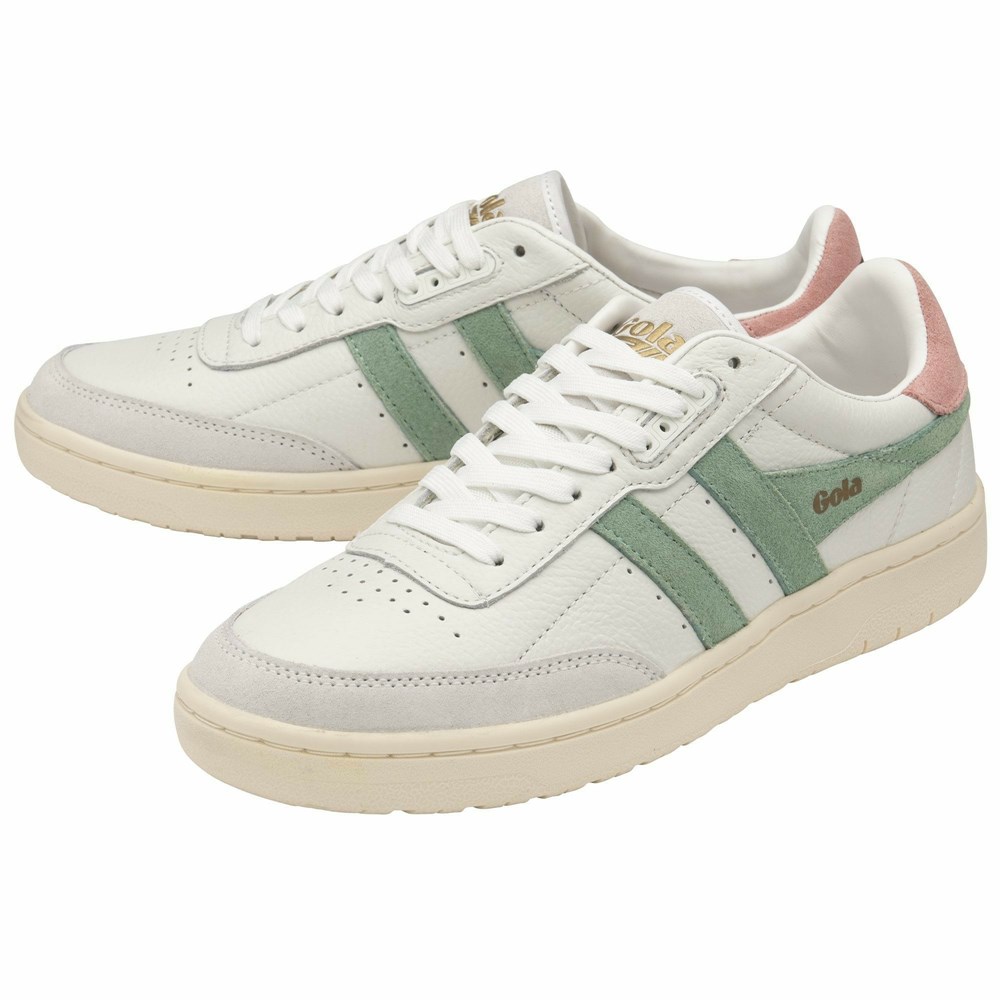 Gola Classics Falcon Women Sneakers White / Green White / Coral Pink | CIVMLD435