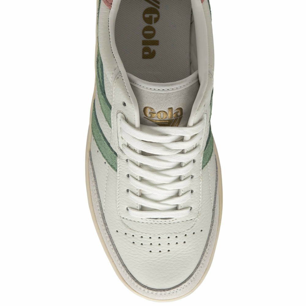 Gola Classics Falcon Women Sneakers White / Green White / Coral Pink | CIVMLD435