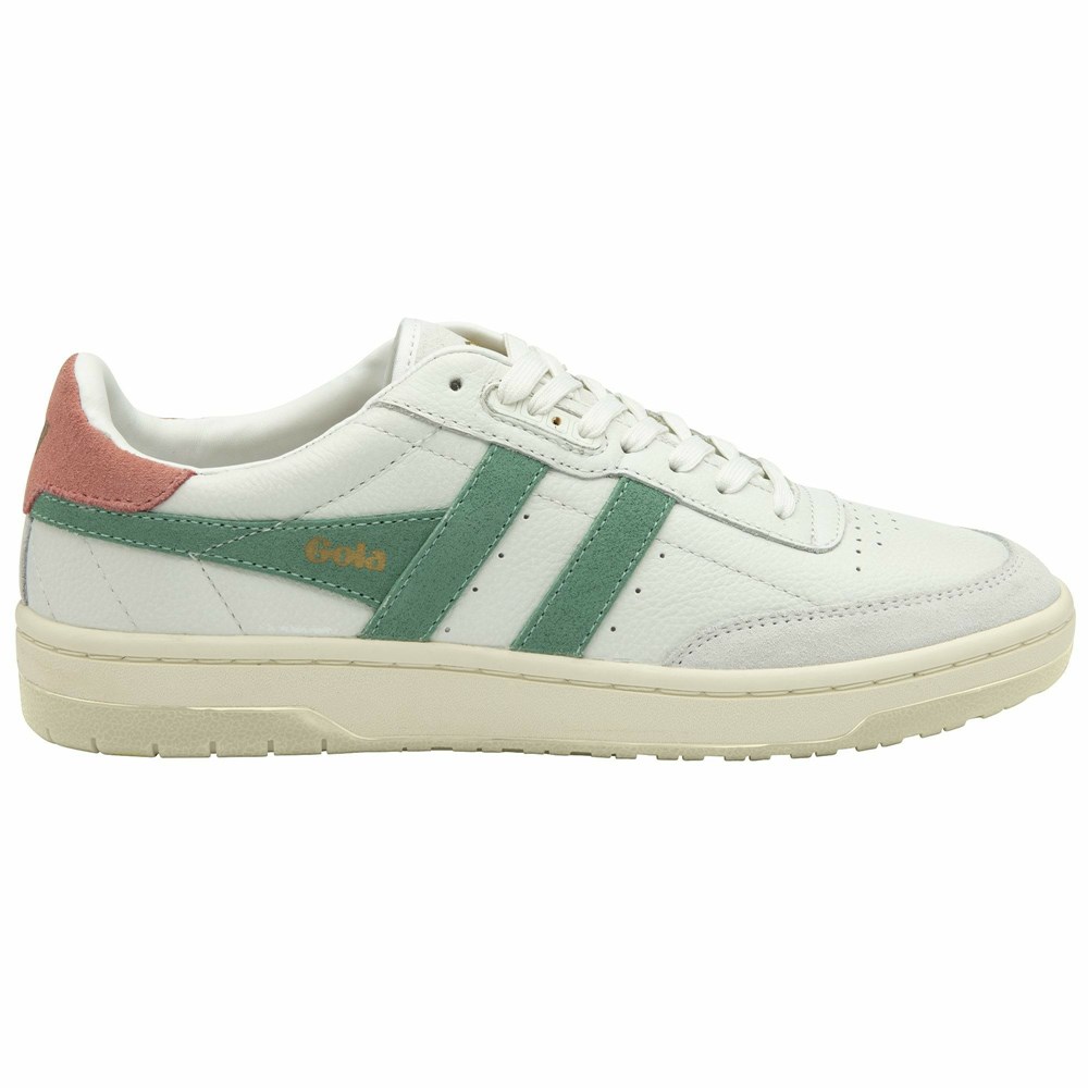 Gola Classics Falcon Women Sneakers White / Green White / Coral Pink | CIVMLD435