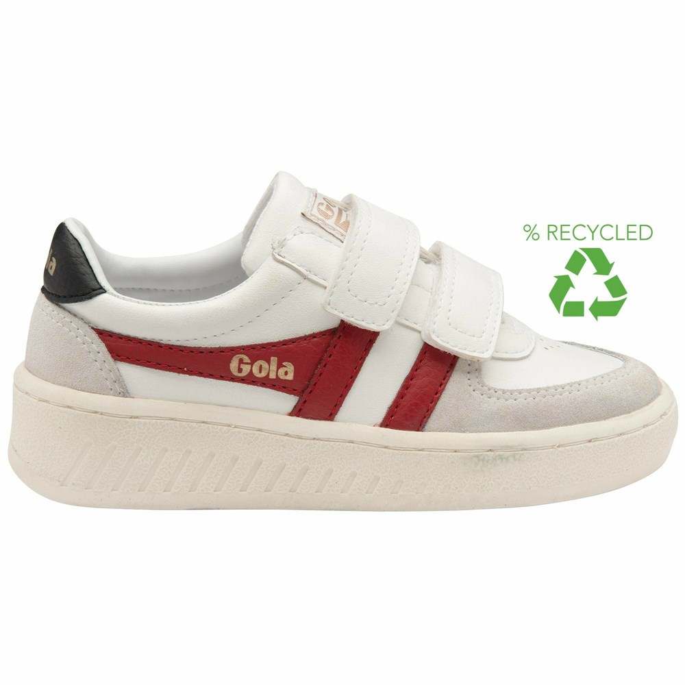 Gola Classics Grandslam Classic Strap Kids' Sneakers White / Deep Red / Black | XUMQZY853