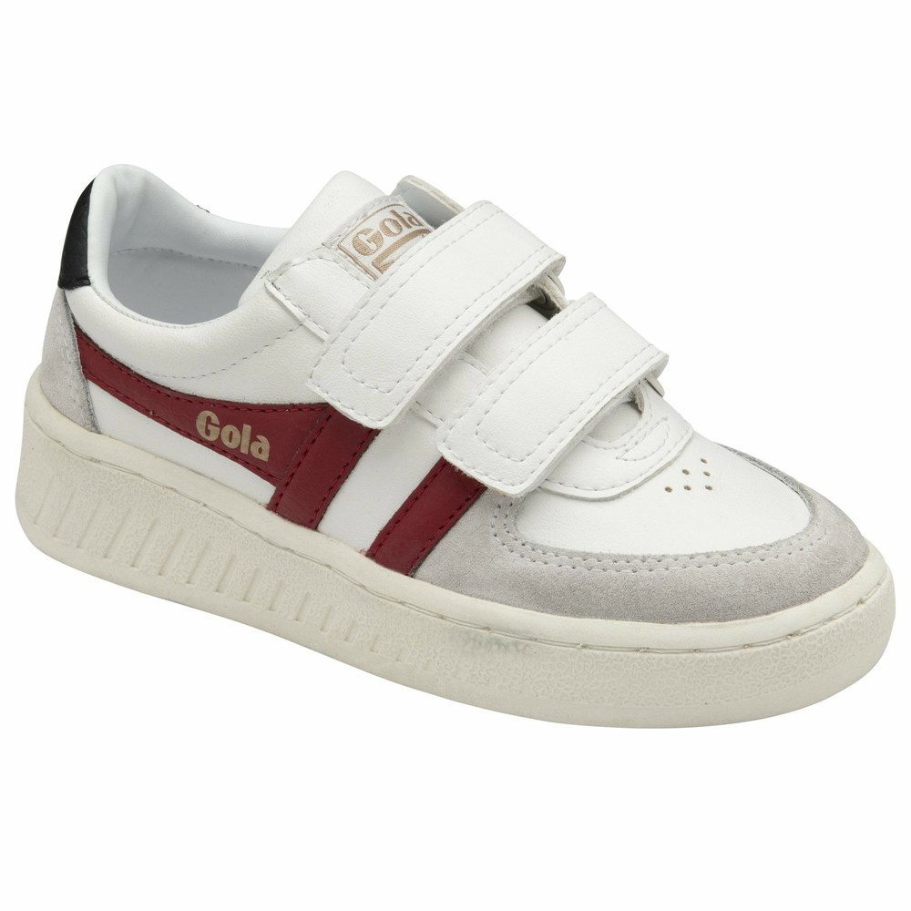 Gola Classics Grandslam Classic Strap Kids' Sneakers White / Deep Red / Black | XUMQZY853