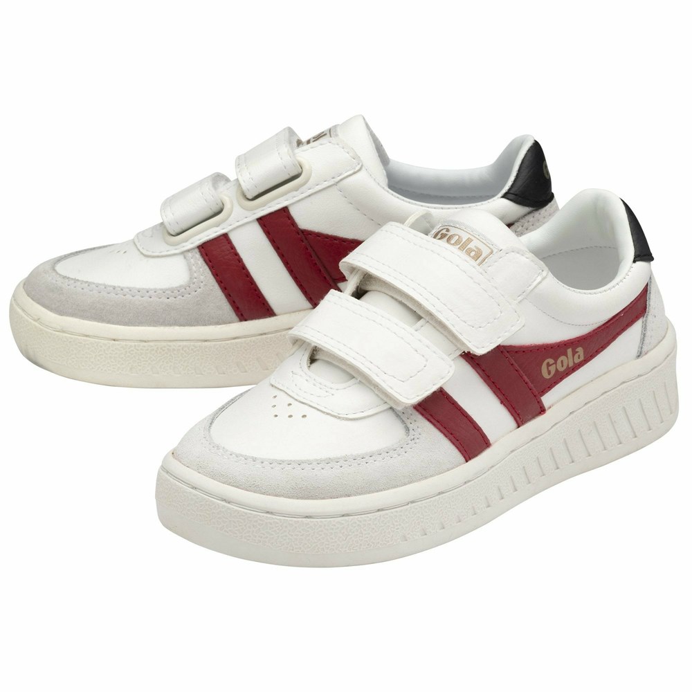 Gola Classics Grandslam Classic Strap Kids' Sneakers White / Deep Red / Black | XUMQZY853