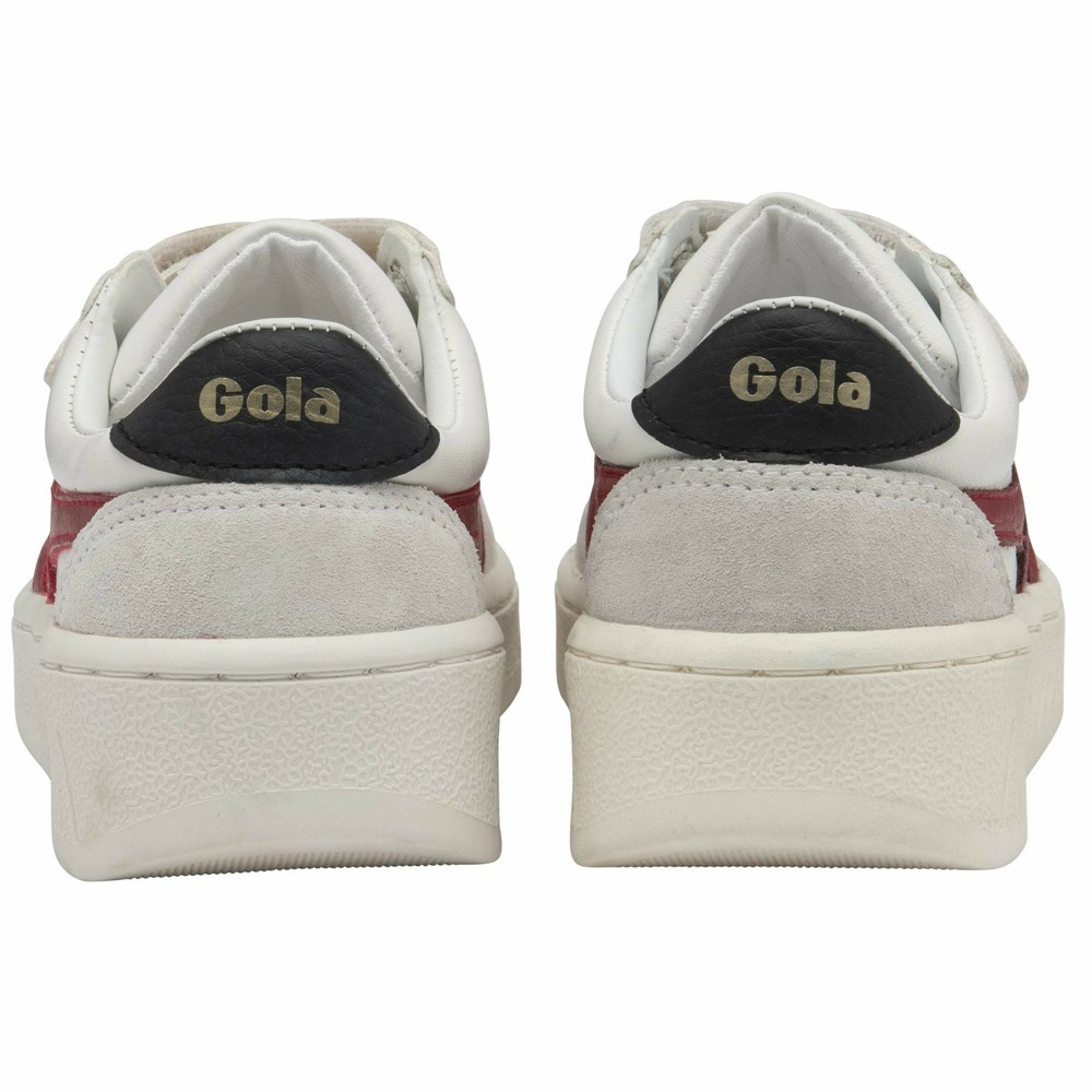 Gola Classics Grandslam Classic Strap Kids' Sneakers White / Deep Red / Black | XUMQZY853