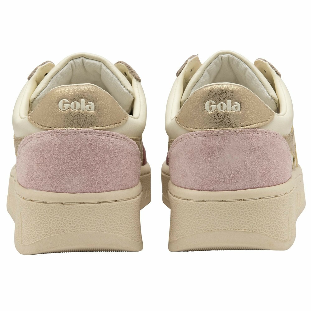 Gola Classics Grandslam Quadrant Women Sneakers White / Burgundy / Gold / Pink | DRPJSA739