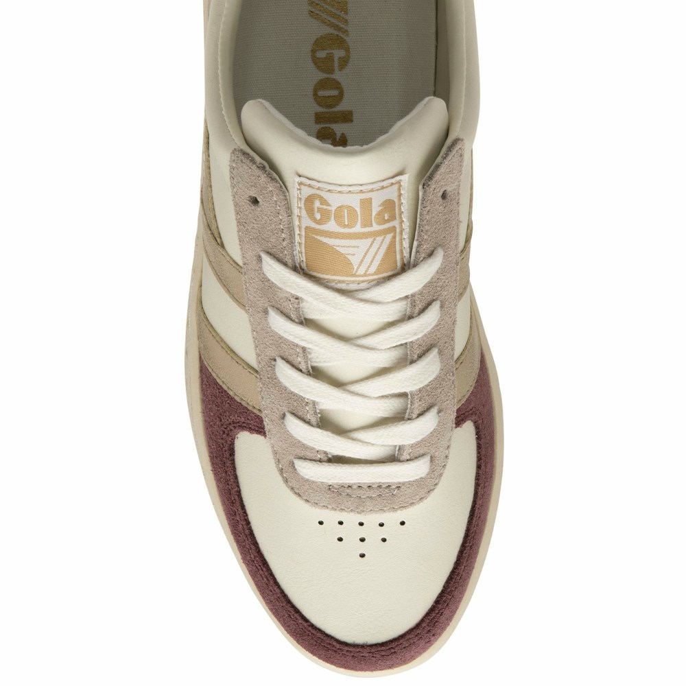 Gola Classics Grandslam Quadrant Women Sneakers White / Burgundy / Gold / Pink | DRPJSA739