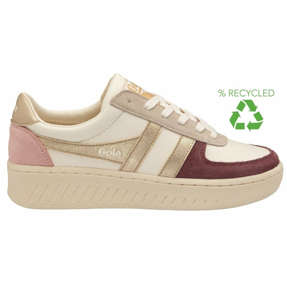 Gola Classics Grandslam Quadrant Women Sneakers White / Burgundy / Gold / Pink | DRPJSA739