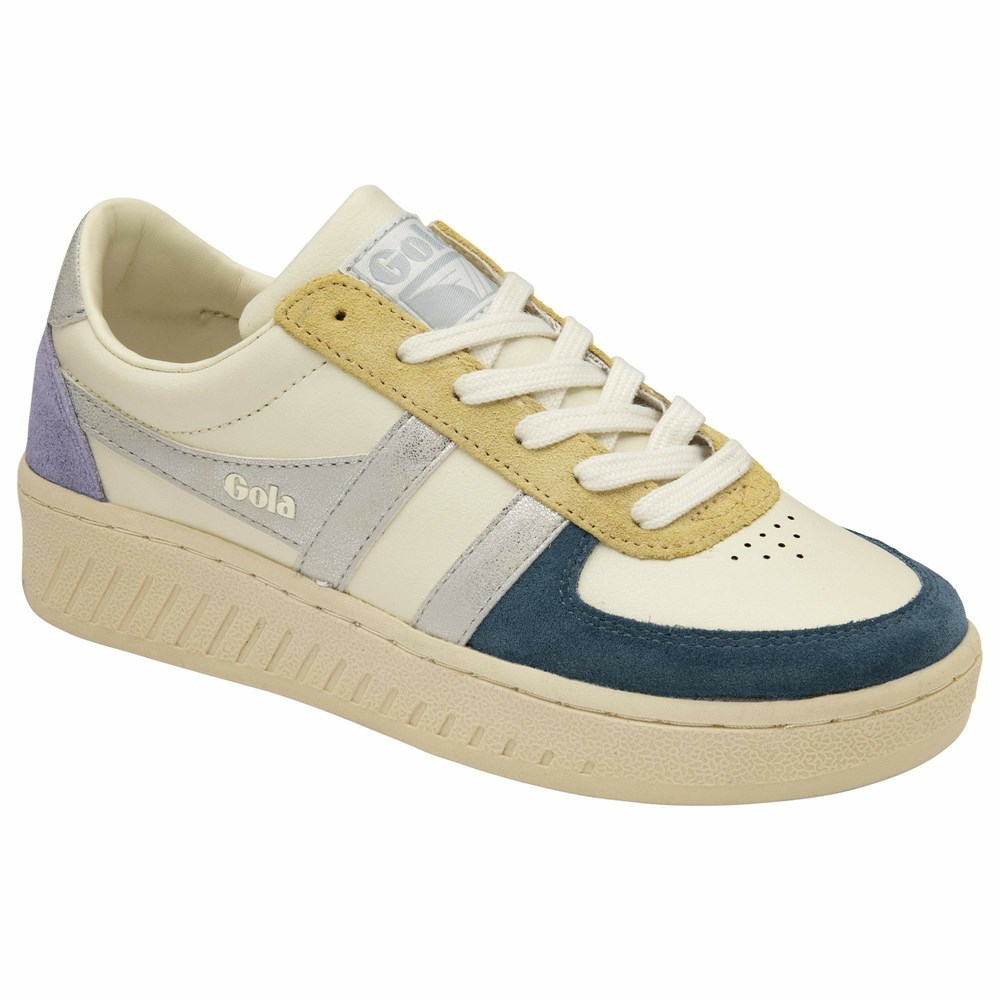 Gola Classics Grandslam Quadrant Women Sneakers White / Silver / Lavender | UFKIJO967