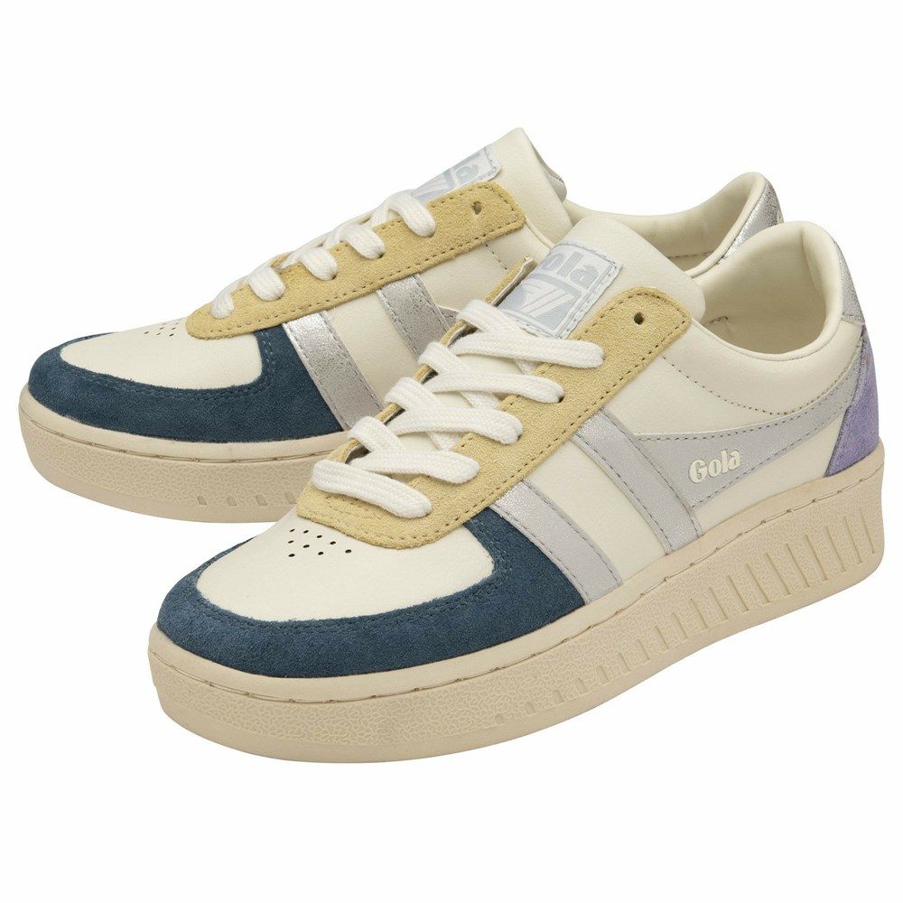 Gola Classics Grandslam Quadrant Women Sneakers White / Silver / Lavender | UFKIJO967