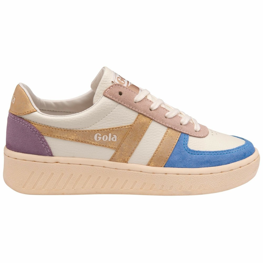 Gola Classics Grandslam Quadrant Women Sneakers White / Blue / Gold | SLCAMK219