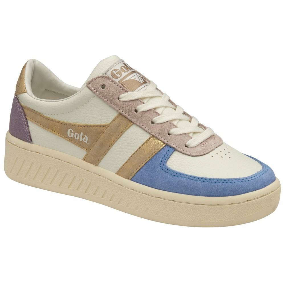 Gola Classics Grandslam Quadrant Women Sneakers White / Blue / Gold | SLCAMK219