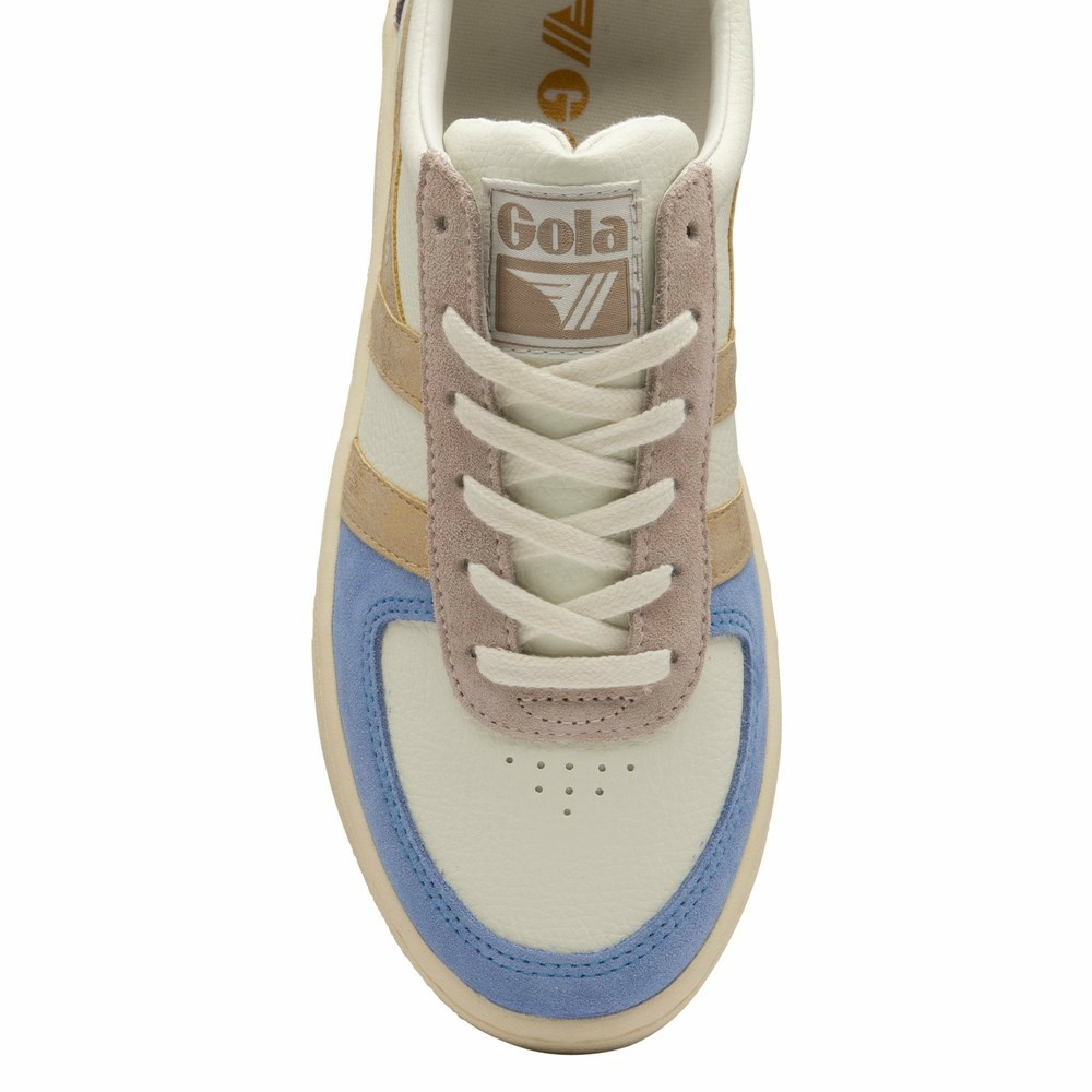 Gola Classics Grandslam Quadrant Women Sneakers White / Blue / Gold | SLCAMK219