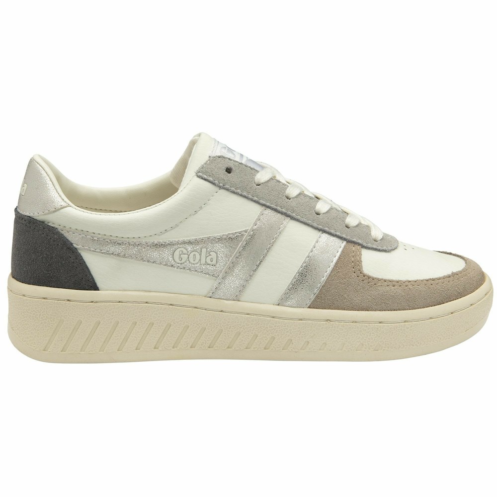 Gola Classics Grandslam Quadrant Women Sneakers White / Grey / Silver / Grey | ROEKGD715