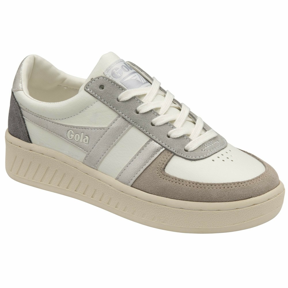 Gola Classics Grandslam Quadrant Women Sneakers White / Grey / Silver / Grey | ROEKGD715