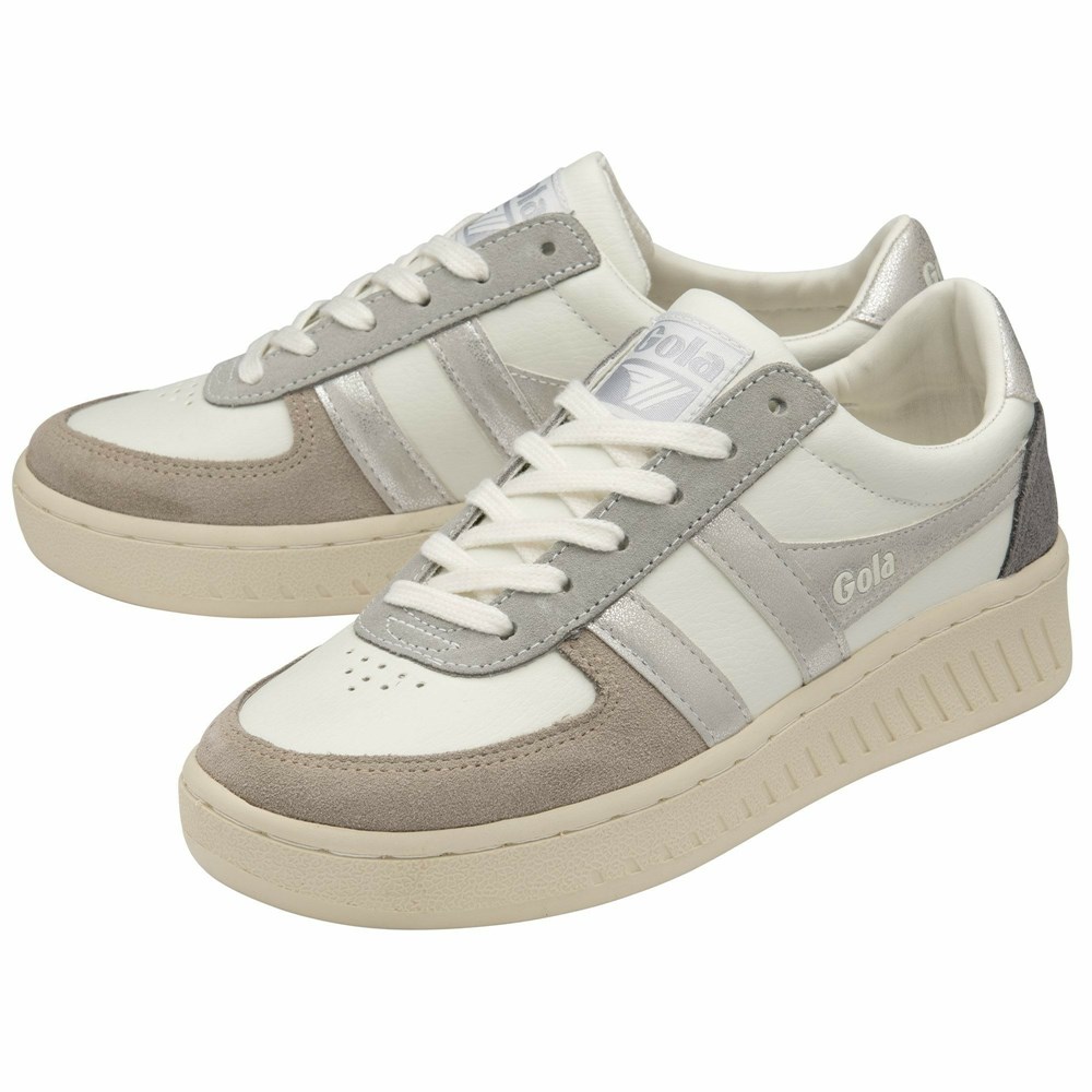 Gola Classics Grandslam Quadrant Women Sneakers White / Grey / Silver / Grey | ROEKGD715