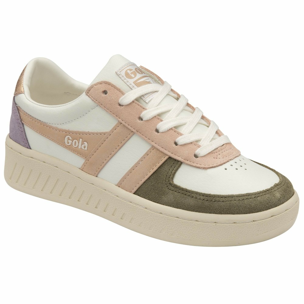 Gola Classics Grandslam Quadrant Women Sneakers White / Khaki / Rose Gold | MKVTQN431