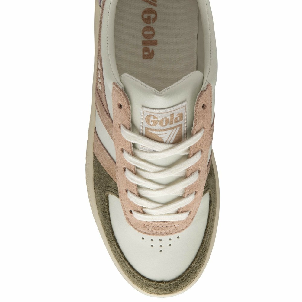 Gola Classics Grandslam Quadrant Women Sneakers White / Khaki / Rose Gold | MKVTQN431