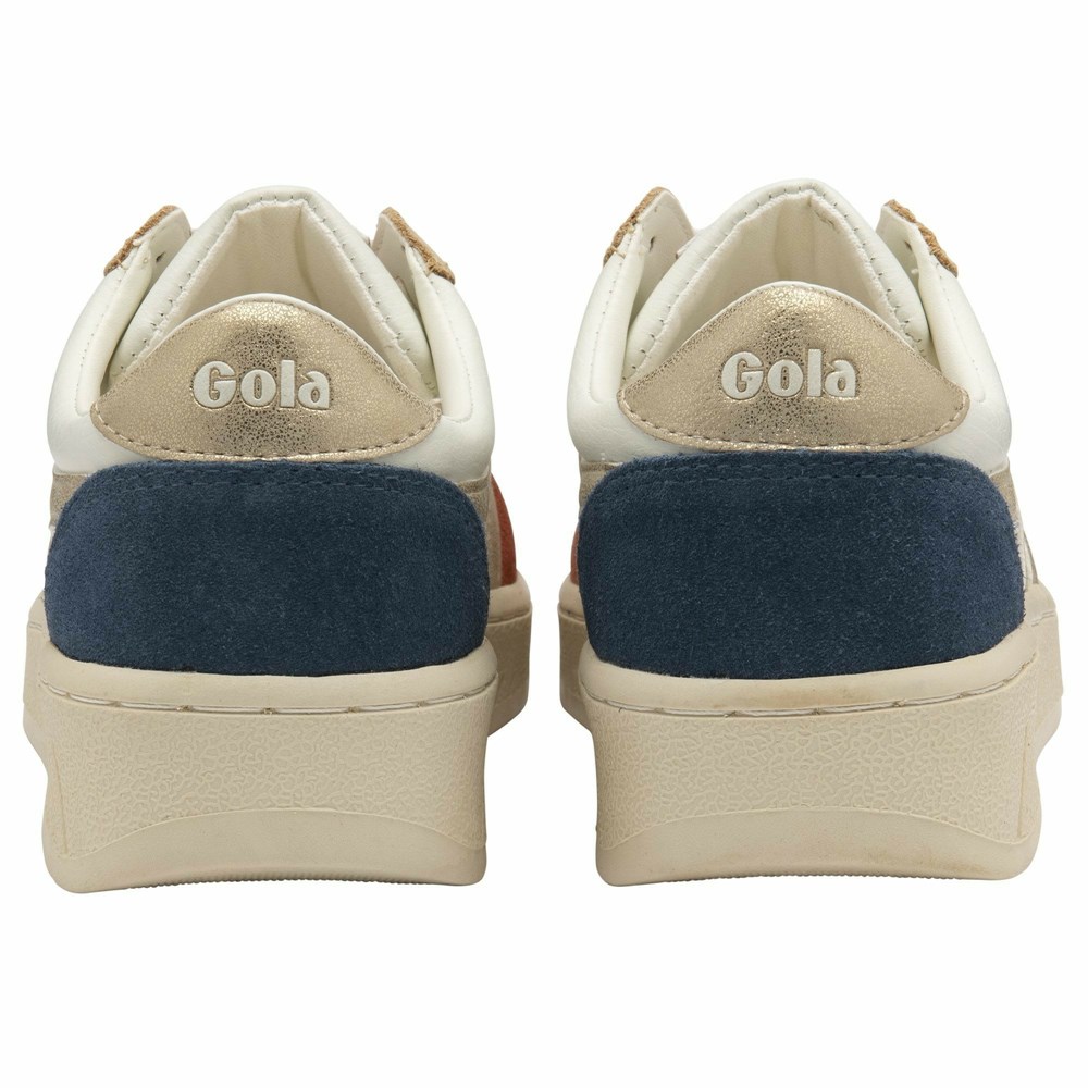 Gola Classics Grandslam Quadrant Women Sneakers White / Orange Brown / Gold | URCPIX762