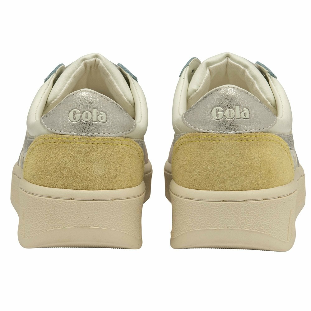 Gola Classics Grandslam Quadrant Women Sneakers White / Silver / Lemon | OKRGXL846