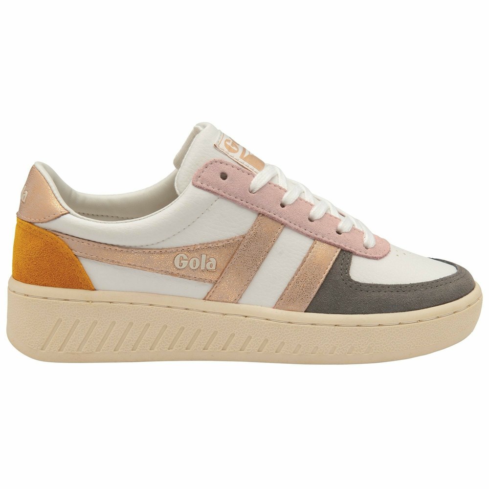 Gola Classics Grandslam Quadrant Women Sneakers White / Grey / Rose Gold / Orange | VCGYRA105