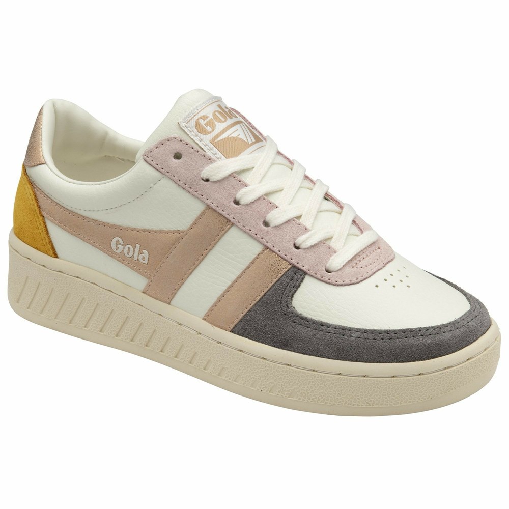 Gola Classics Grandslam Quadrant Women Sneakers White / Grey / Rose Gold / Orange | VCGYRA105