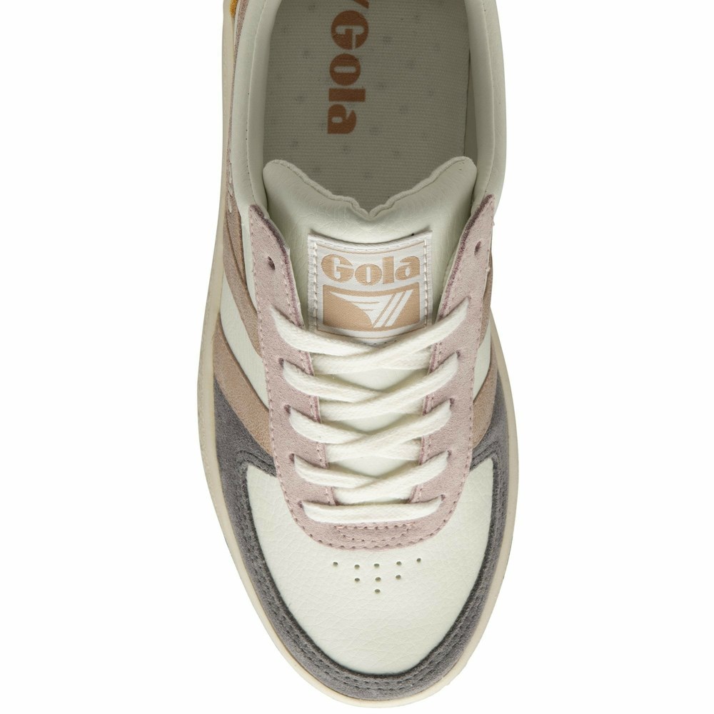 Gola Classics Grandslam Quadrant Women Sneakers White / Grey / Rose Gold / Orange | VCGYRA105