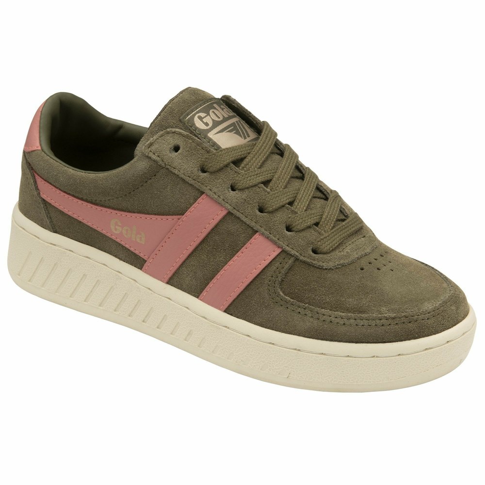 Gola Classics Grandslam Suede Women Sneakers Khaki / Coral Pink | WEFCKU163