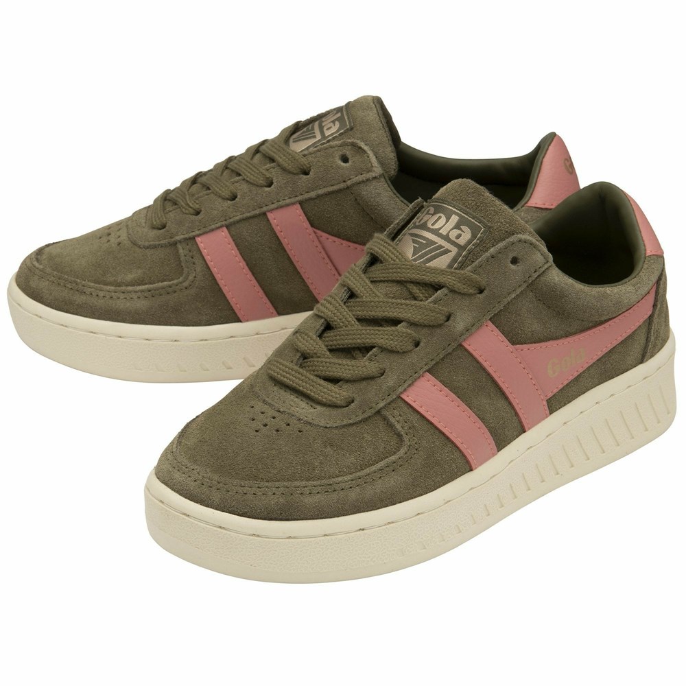 Gola Classics Grandslam Suede Women Sneakers Khaki / Coral Pink | WEFCKU163