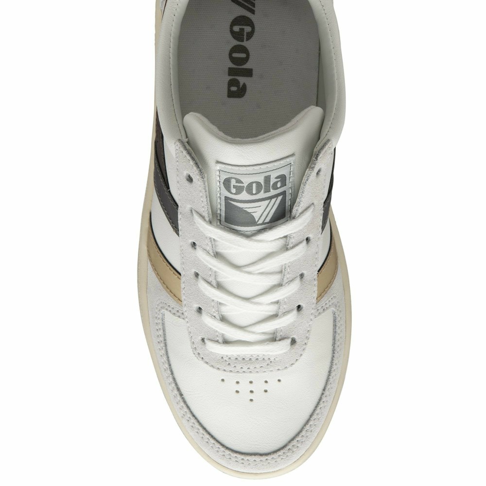 Gola Classics Grandslam Trident Metallic Women Sneakers White / Brown / Gold | DGTIHO793