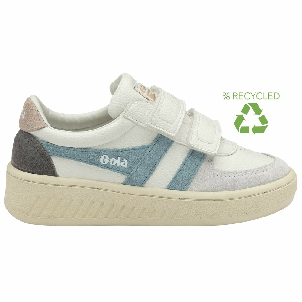 Gola Classics Grandslam Trident Strap Kids' Sneakers White / Blue | MOJDKS830