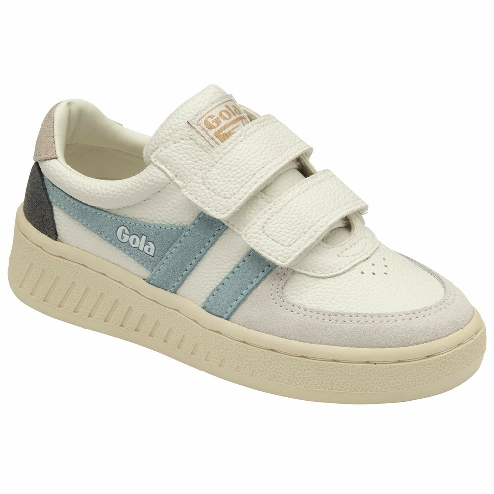 Gola Classics Grandslam Trident Strap Kids' Sneakers White / Blue | MOJDKS830