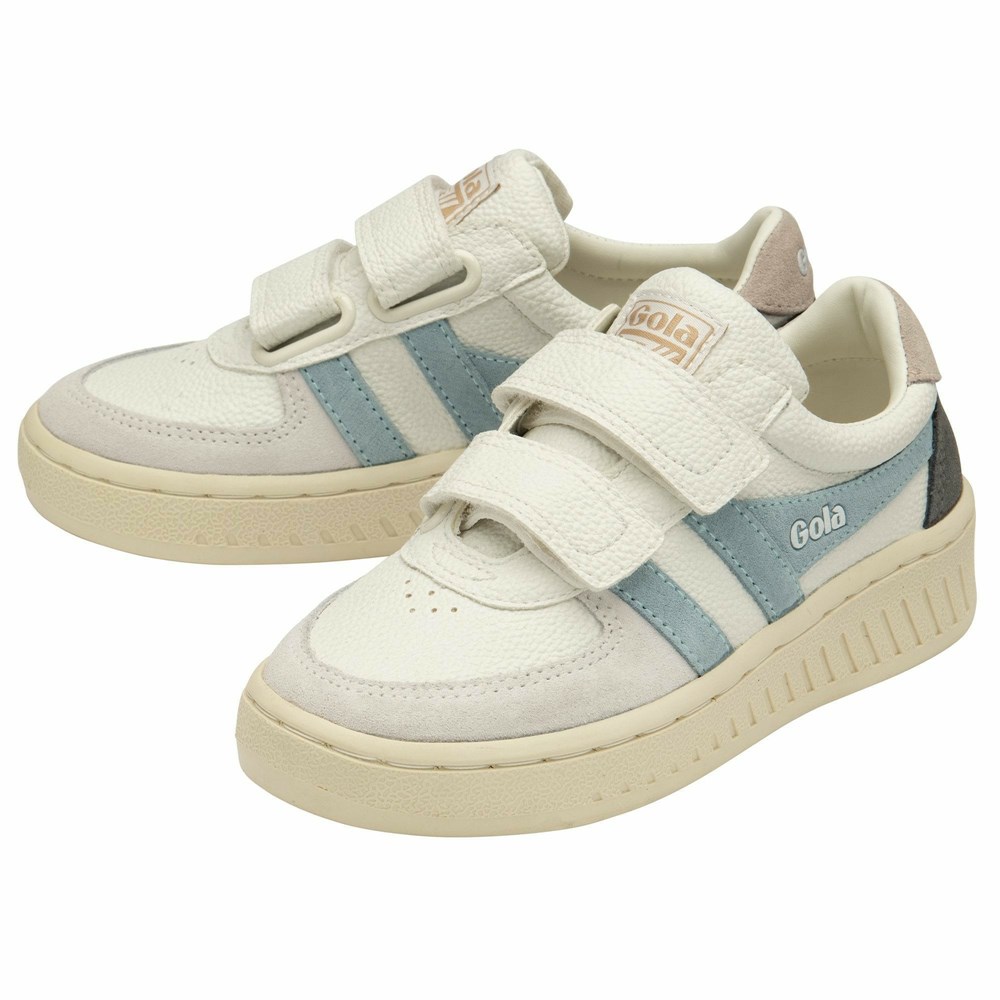 Gola Classics Grandslam Trident Strap Kids' Sneakers White / Blue | MOJDKS830