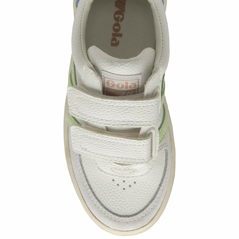 Gola Classics Grandslam Trident Strap Kids' Sneakers White / Green / Pink | HSZIGD945