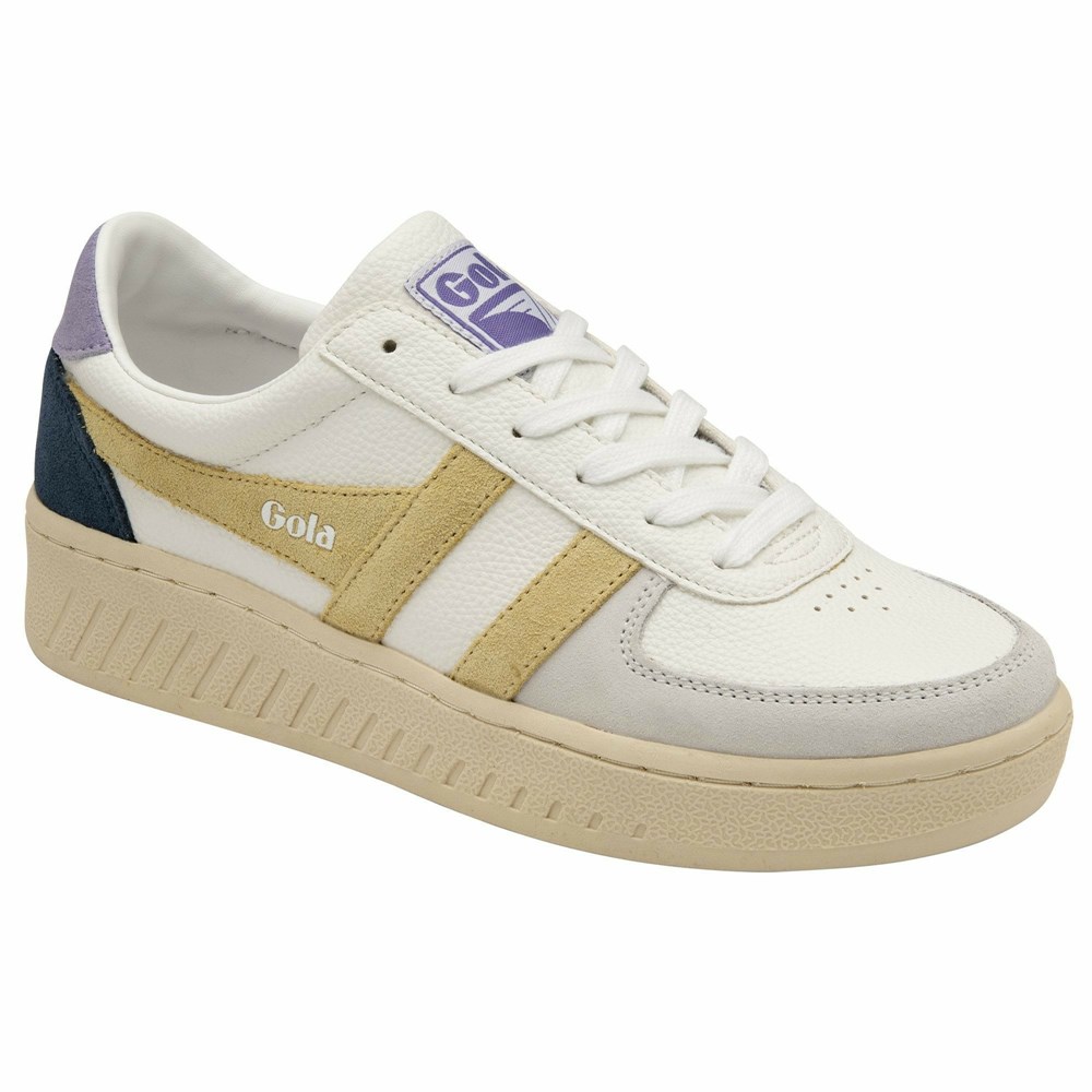 Gola Classics Grandslam Trident Women Sneakers White / Lemon / Lavender | ERAFZH264