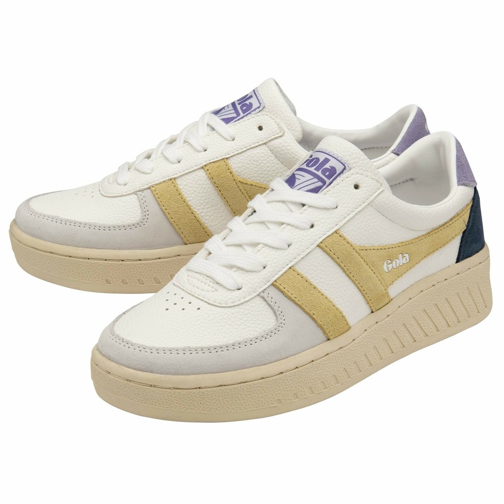 Gola Classics Grandslam Trident Women Sneakers White / Lemon / Lavender | ERAFZH264