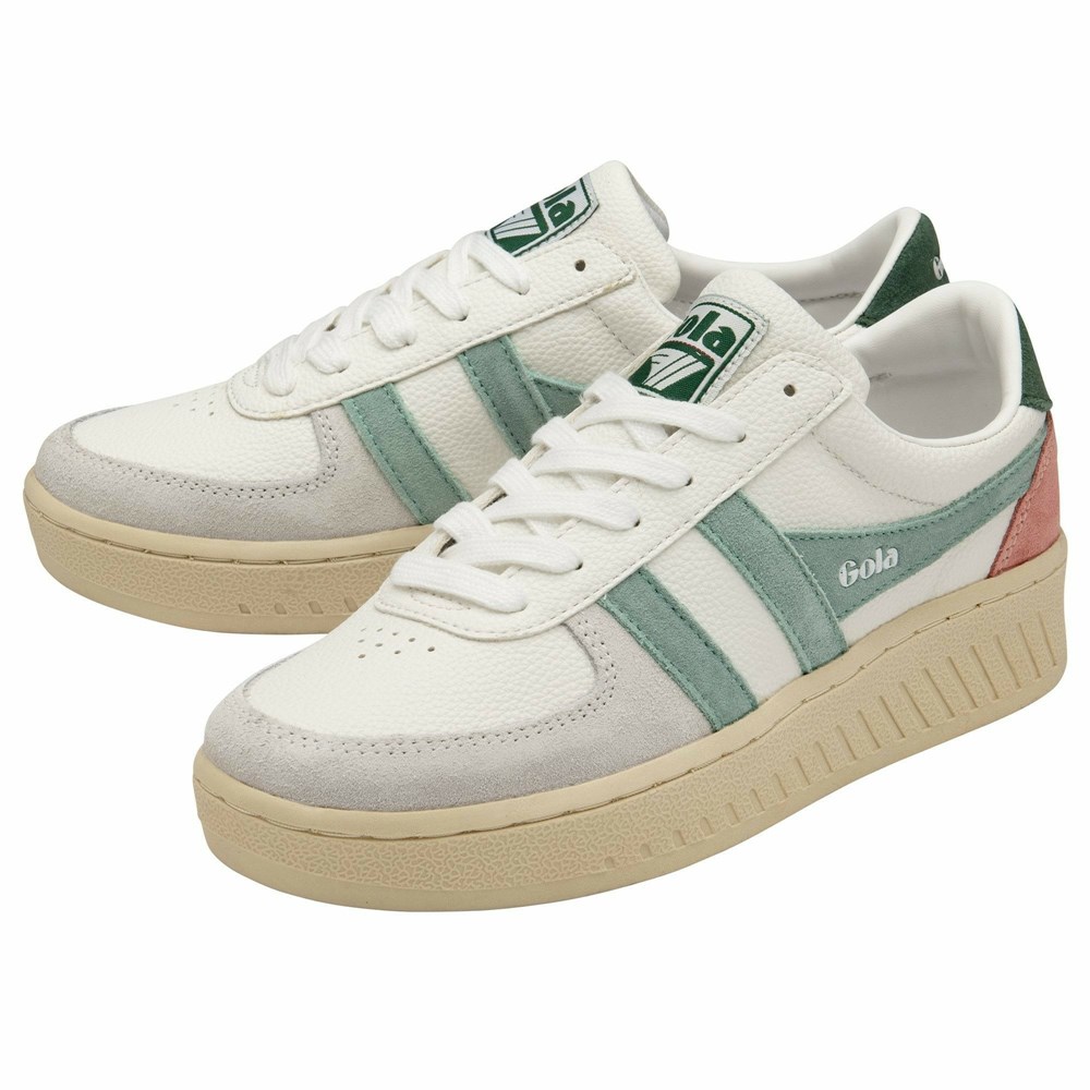 Gola Classics Grandslam Trident Women Sneakers White / Green White | XKMRCE547