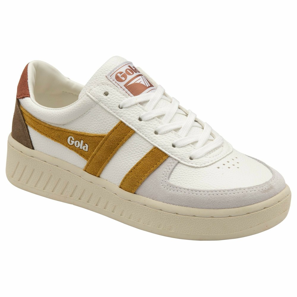 Gola Classics Grandslam Trident Women Sneakers White / Orange / Orange Brown | MVXBES240