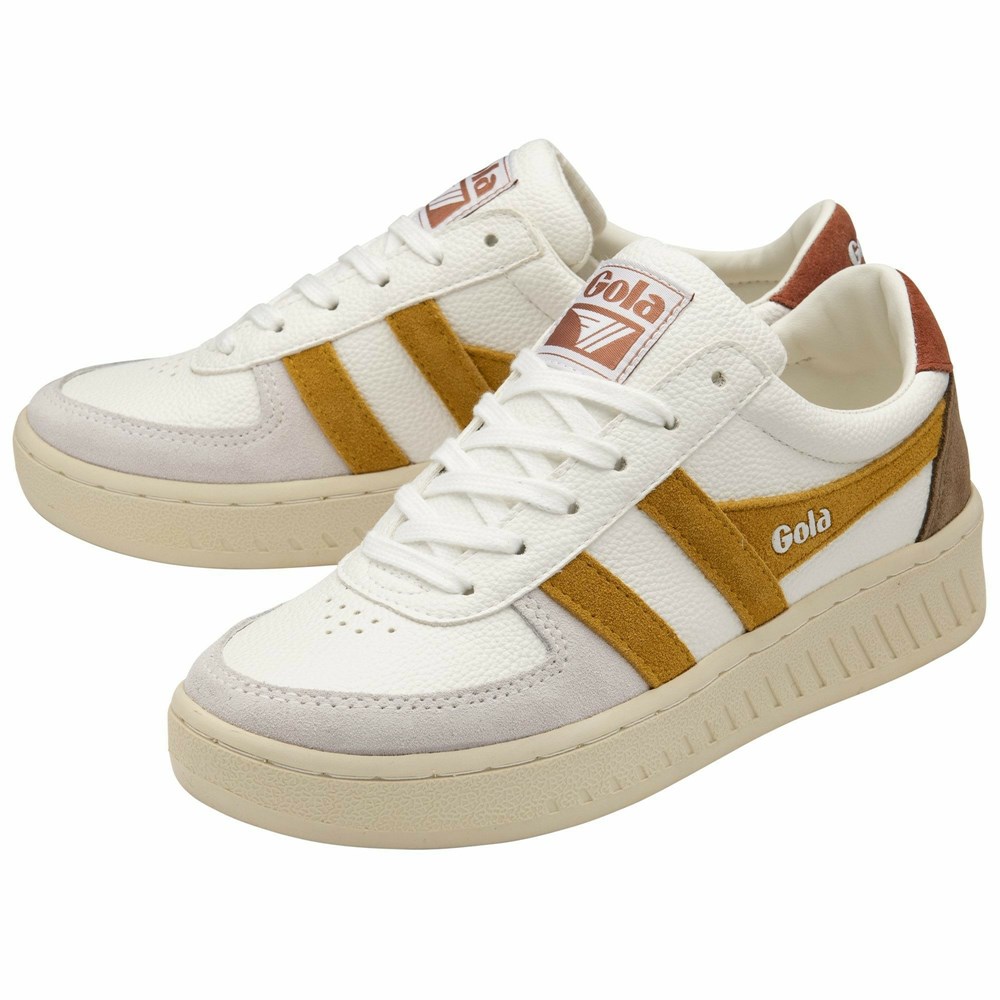 Gola Classics Grandslam Trident Women Sneakers White / Orange / Orange Brown | MVXBES240