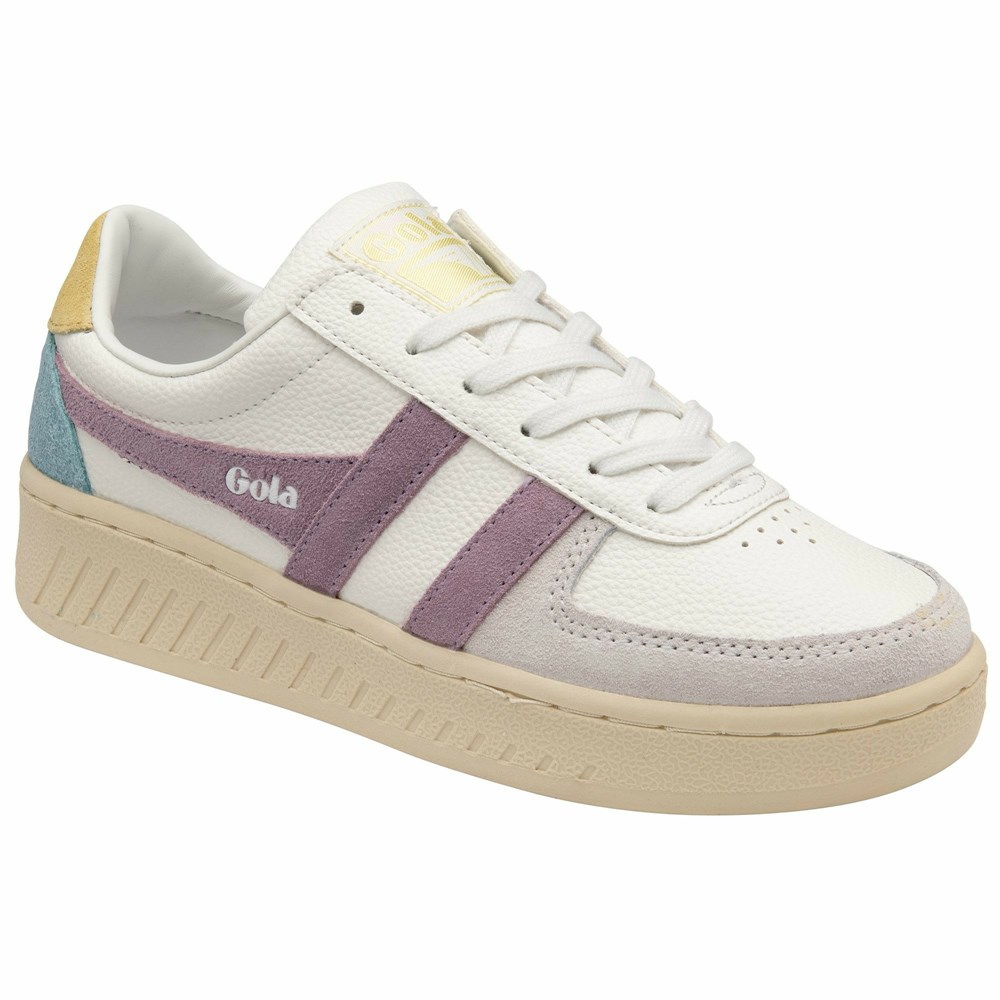 Gola Classics Grandslam Trident Women Sneakers White / Lemon | TRZDJX401