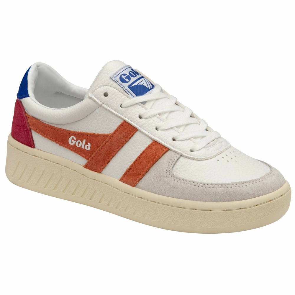 Gola Classics Grandslam Trident Women Sneakers White / Coral / Blue | RBIZNW610