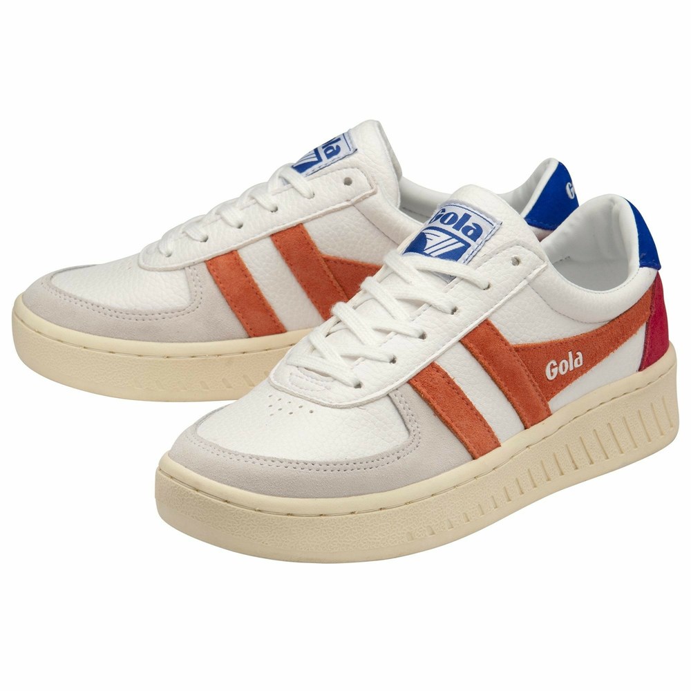 Gola Classics Grandslam Trident Women Sneakers White / Coral / Blue | RBIZNW610