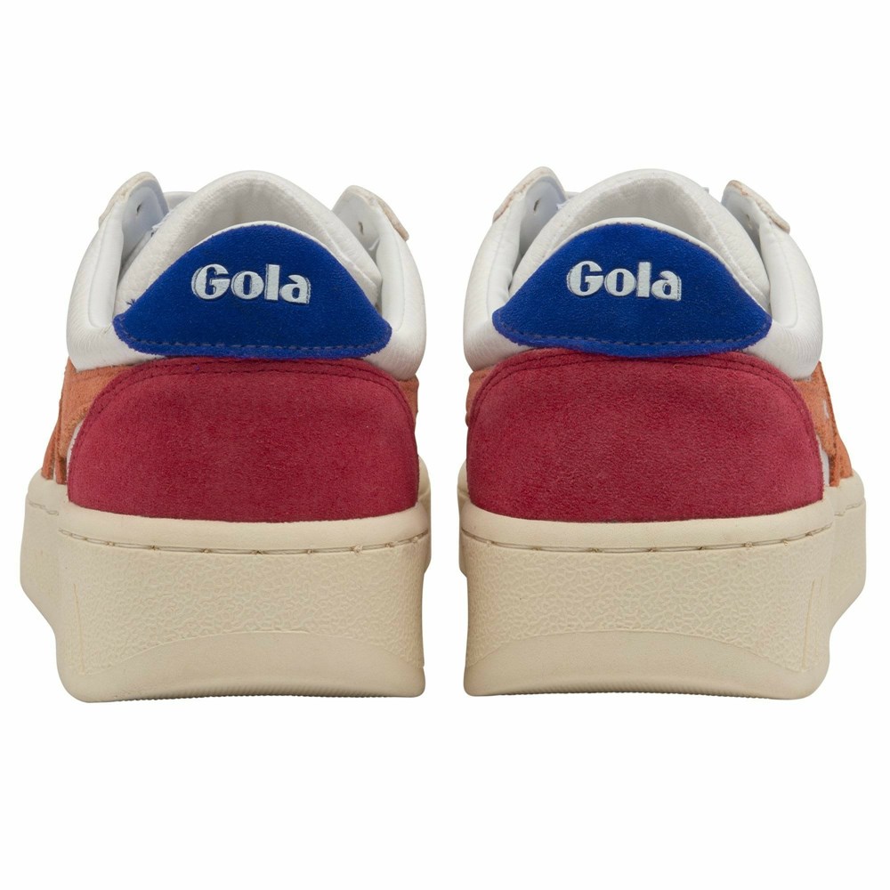 Gola Classics Grandslam Trident Women Sneakers White / Coral / Blue | RBIZNW610