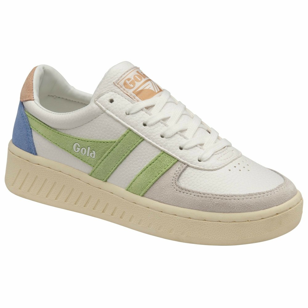 Gola Classics Grandslam Trident Women Sneakers White / Green / Pink | ILKOVF572