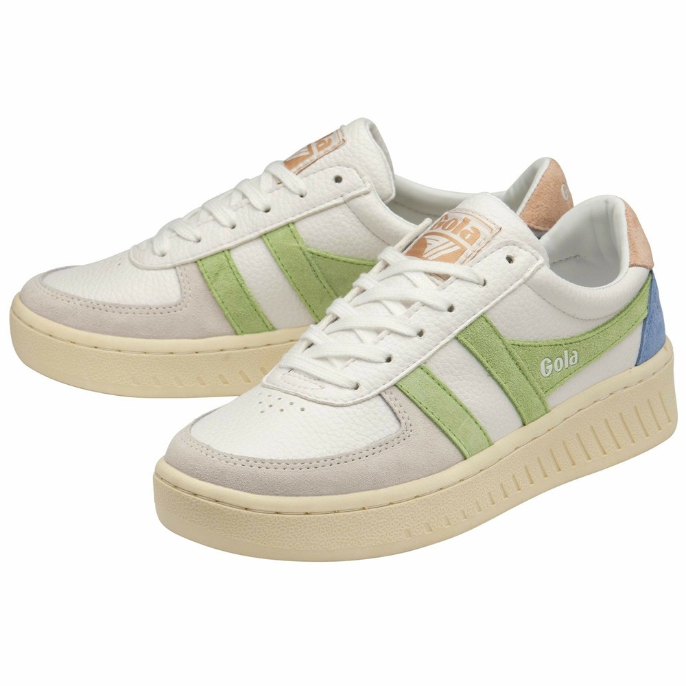 Gola Classics Grandslam Trident Women Sneakers White / Green / Pink | ILKOVF572