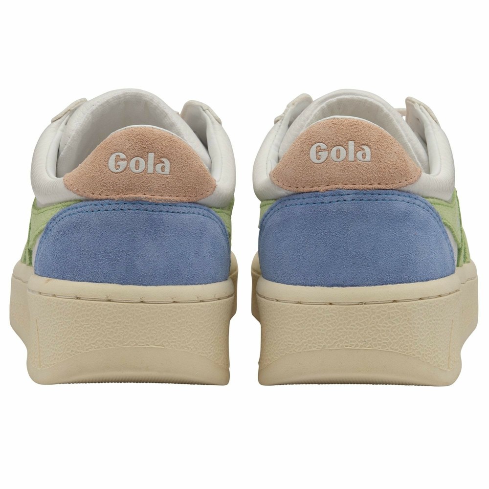 Gola Classics Grandslam Trident Women Sneakers White / Green / Pink | ILKOVF572