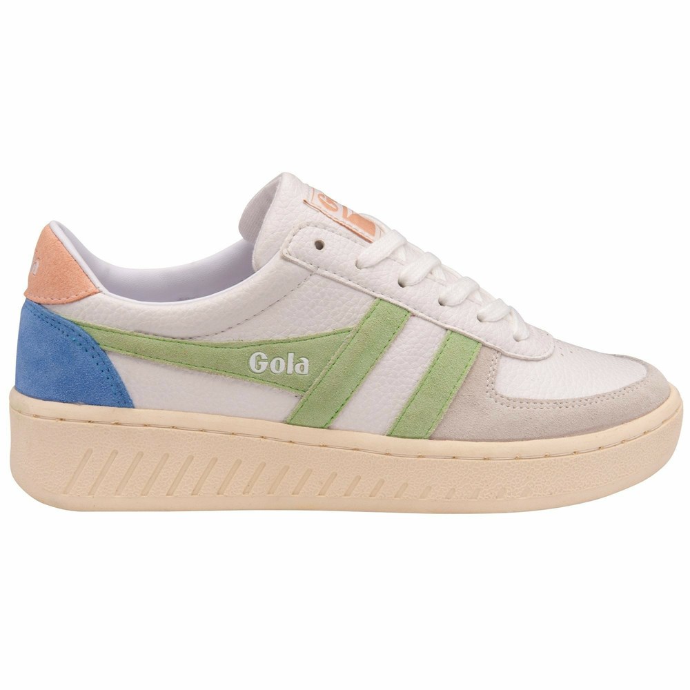 Gola Classics Grandslam Trident Women Sneakers White / Green / Pink | ILKOVF572