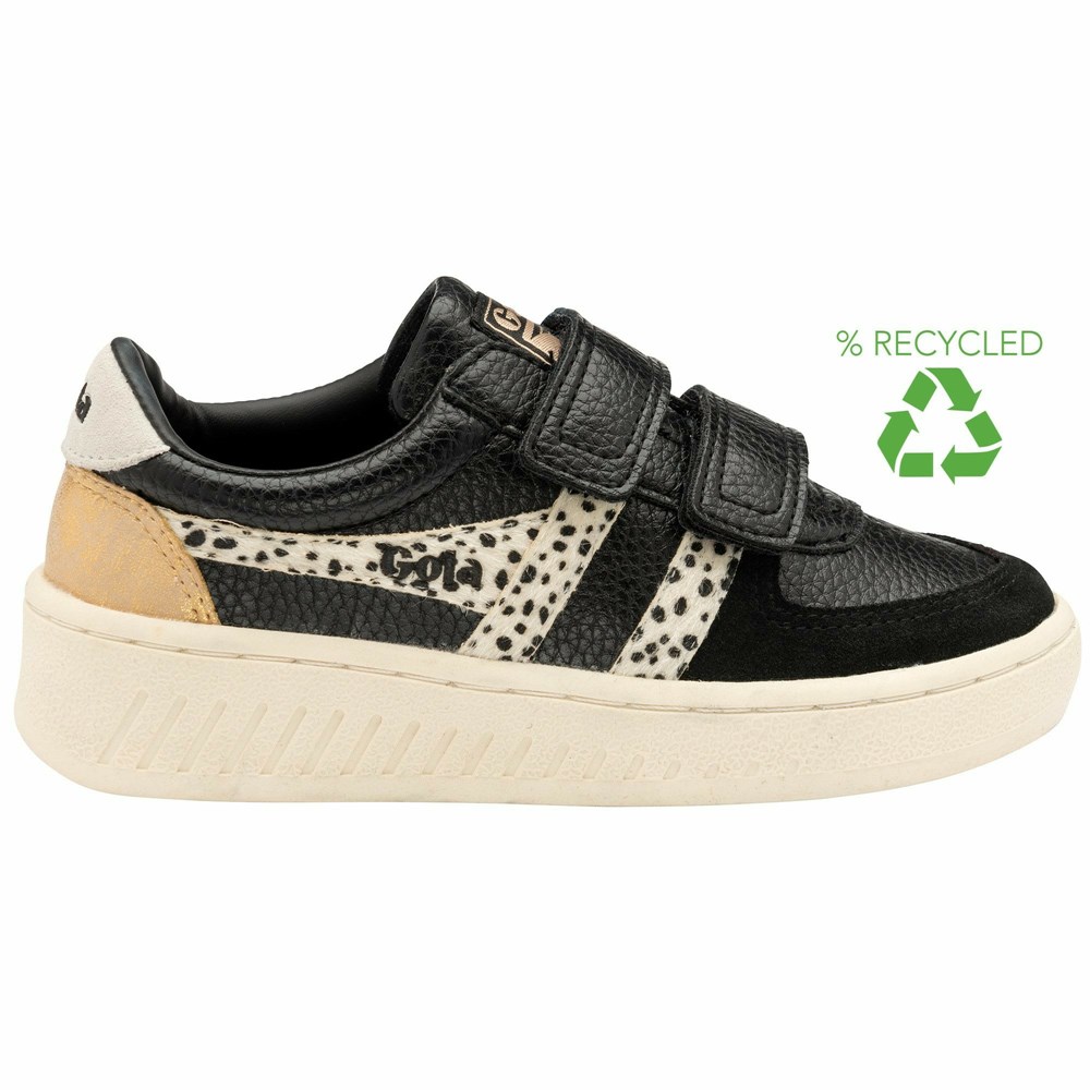 Gola Classics Grandslam Tropic Strap Kids' Sneakers Black / Gold | JRCNVQ368