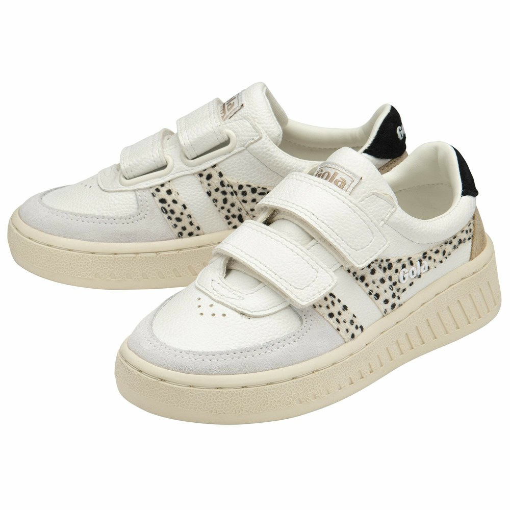 Gola Classics Grandslam Tropic Strap Kids' Sneakers White / Gold | ZEXYGU465