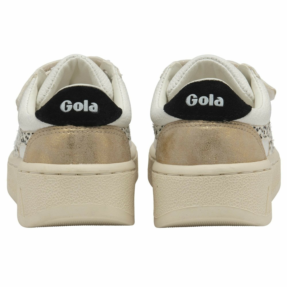 Gola Classics Grandslam Tropic Strap Kids' Sneakers White / Gold | ZEXYGU465